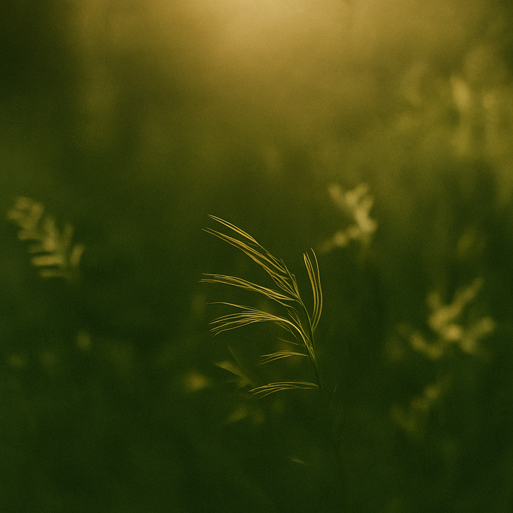 Erba al tramonto, luce calda